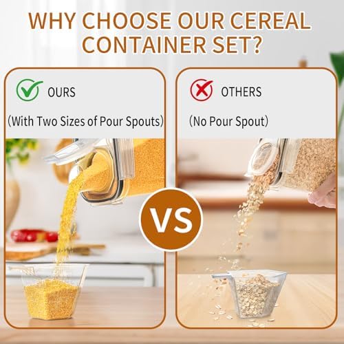 Cereal Containers Storage Set (4L / 135.2oz), 4PCS Airtight Food