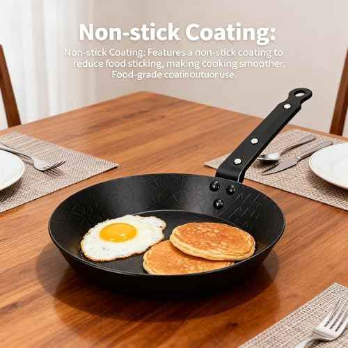 POCREATION Carbon Steel Skillet Pan Set, Nonstick Even Heating Frying