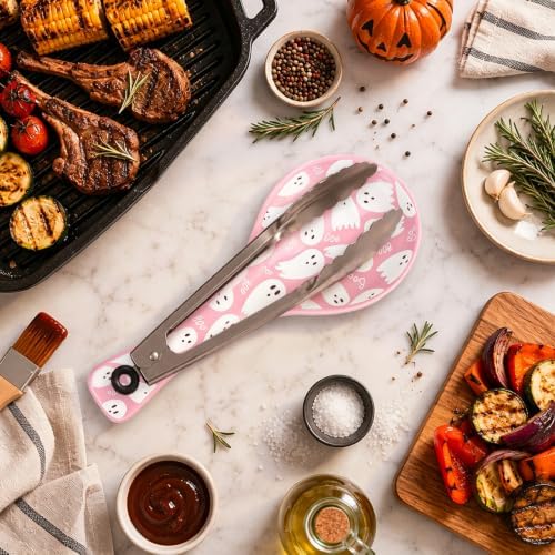 AnyDesign 8.7 Inch Halloween Spoon Rest Boo Ghost Large Ceramic Spoon