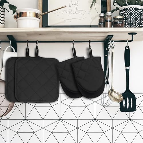 Oven Mitt and Pot Holder Set, Pack of 4, Silicone