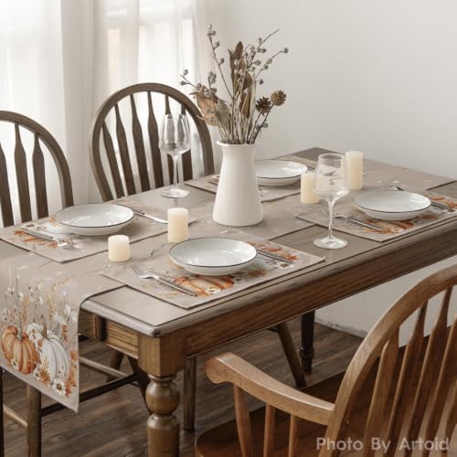 Artoid Mode Camel Pumpkins Wheat Fall Placemats Set of 4-12 x 18 Inch