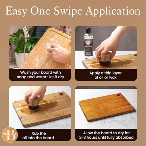3-Piece Bamboo Cutting Board Set with Mineral Oil and Applicator