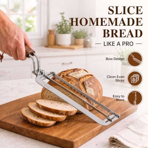 Topfeel Adjustable Bread Bow Knife,10.5“Sourdough Slicer for Homemade