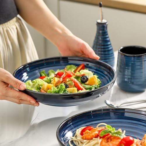 HASENSE Large Pasta Bowls, 9.7 Inch Ceramic Salad Bowls for Kitchen