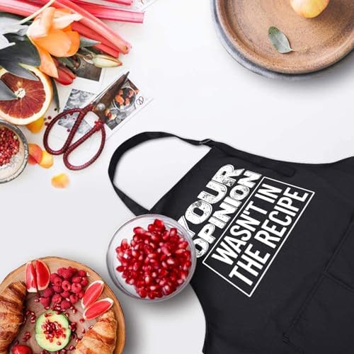 Rosoz Funny BBQ Black Chef Aprons for Men Adjustable Kitchen Cooking