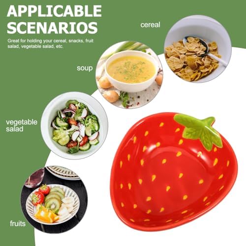 Zerodeko Strawberry Pattern Ceramic Salad Bowl Dessert Bowl for Fruit
