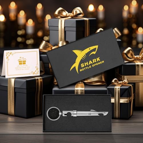LKKCHER 2-in-1 Shark Bottle Opener, Novelty Keychain Corkscrew Wine