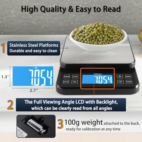 BOMATA Large Kitchen Scale 0.1g/0.001oz High Precision, 11lb Bakery