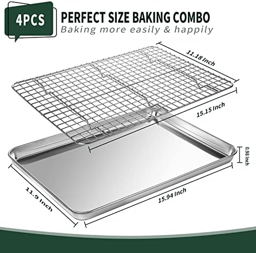 Jelly Roll Pan with Cooling Rack Set [2 Baking Pans + 2 Baking Racks]