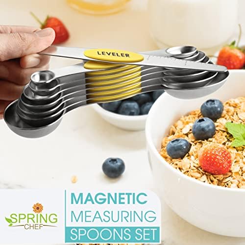 Spring Chef Dual Sided Magnetic Measuring Spoons, Set of 8 & Stainless