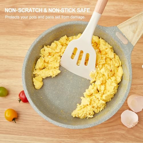 Non-Stick Silicone Kitchen Utensils Set, 7-Piece, Cream White