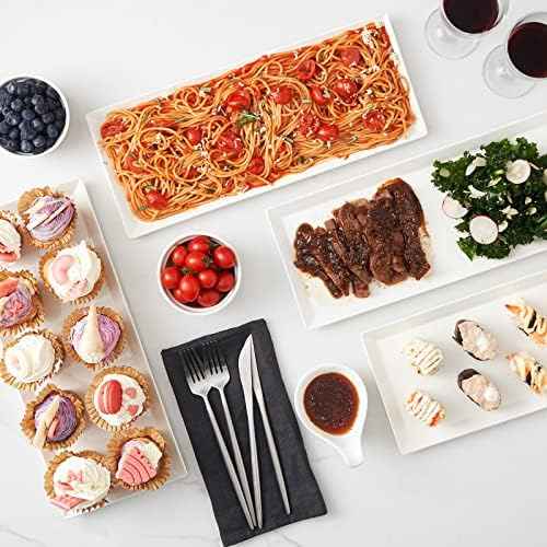 DOWAN 14.5" Rectangular Plates Set of 4 - Long Serving Trays for