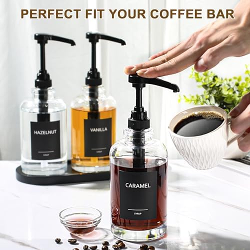 Coffee Syrup Dispenser for Coffee Bar, 16.9 fl oz Glass Syrup