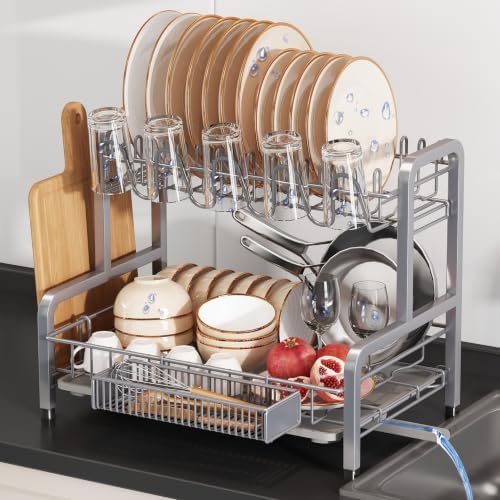 BOOSINY 2-Tier Stainless Steel Dish Drying Rack