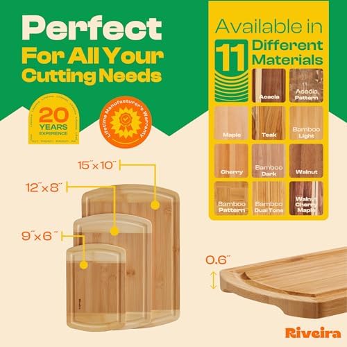 Riveira Two Tone Bamboo Wood Cutting Board – Versatile And Durable