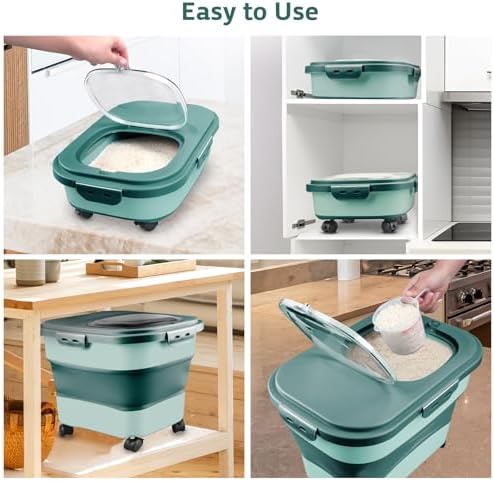 Komzon Rice Storage Containers, Collapsible 20 to 30Lbs Food Storage