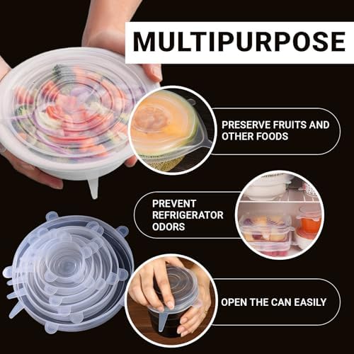 4 Pack 4.5in Reusable Silicone Stretch Lids
