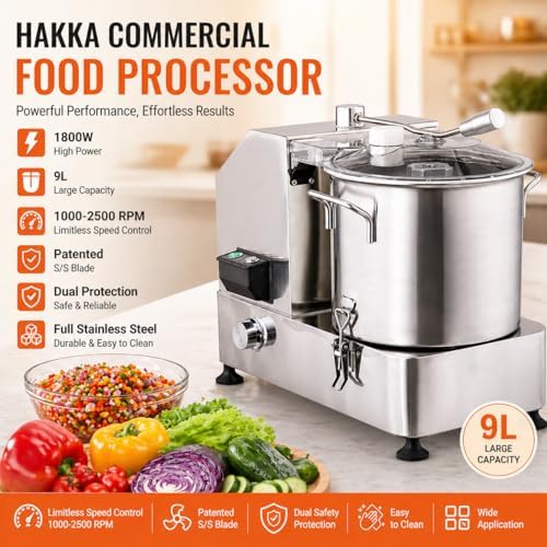 Hakka Commercial Food Processor, 1800W, 9L Capacity