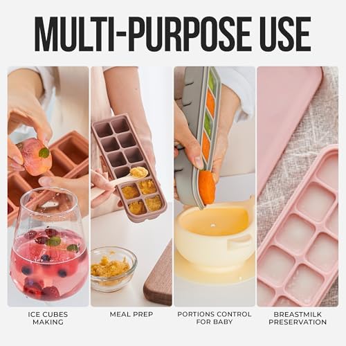 0.5 oz 12-Cavity Silicone Ice Cube Freezer Tray with Lid, Gray