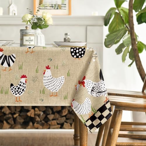 Horaldaily Rooster Rustic Country Tablecloth 60×84 Inch Rectangular