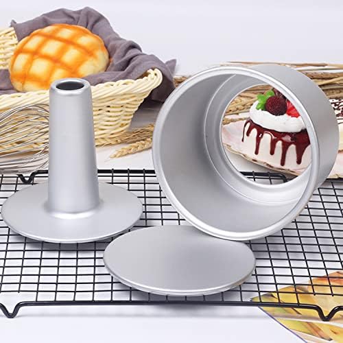 Tosnail 3 Pieces 6 Inches Aluminum Angel Food Cake Pan Round Cake Pan