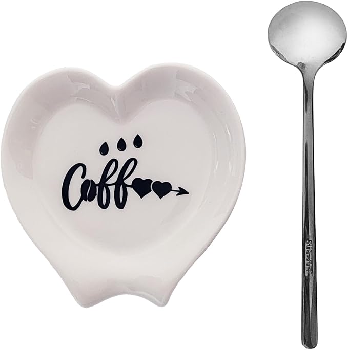 Heart-shaped Coffee Spoon Rest, Mini Coffee Spoon Holder, Small Ceramic Spoon by PFCTRJR