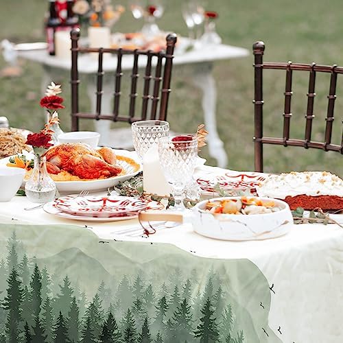 AnyDesign Greenery Forest Tablecloth Rectangle Watercolor Woodland