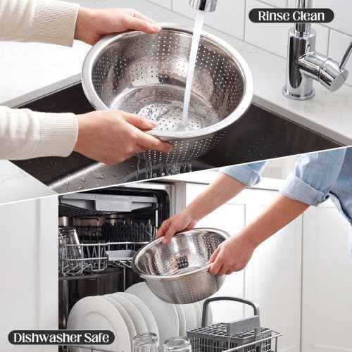 Hushee 5 Pcs Stainless Steel Colander Set with Self-draining Base, 5 Size