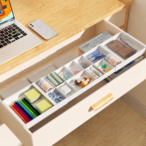 Large Expandable Drawer Organizer Tray, Adjustable Desk Drawer