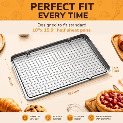 5PCS Cooling Racks for Cooking and Baking 10" x 16",Heavy Duty Metal