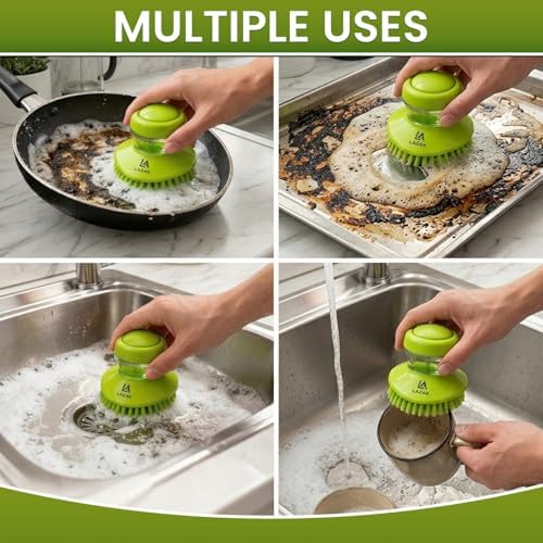 Dish Brush with Soap Dispenser, Easy-Grip Scrub Brush