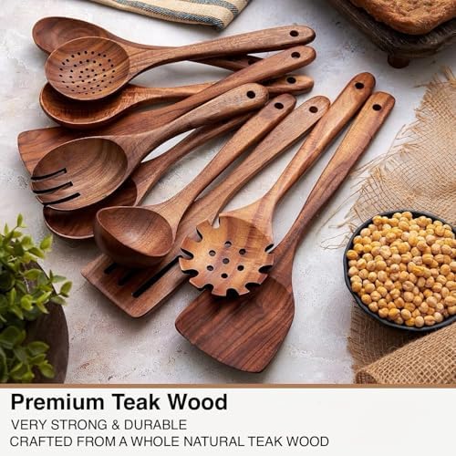 10-Piece Teak Wood Cooking Utensil Set