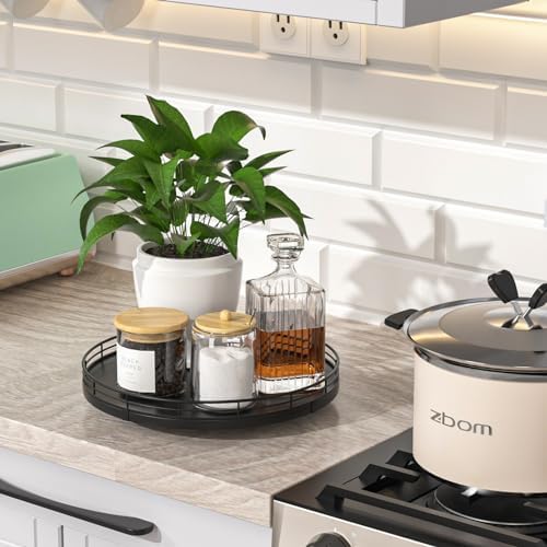 Oroyutor 10-Inch Oak Lazy Susan Organizer