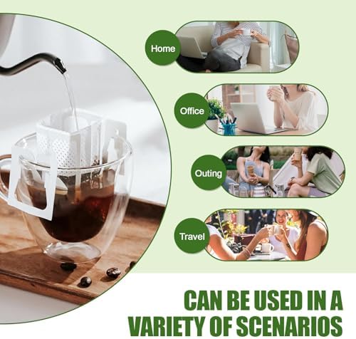CARGEN 100Pcs Portable Coffee Filter Paper Bags,Hanging Ear Drip