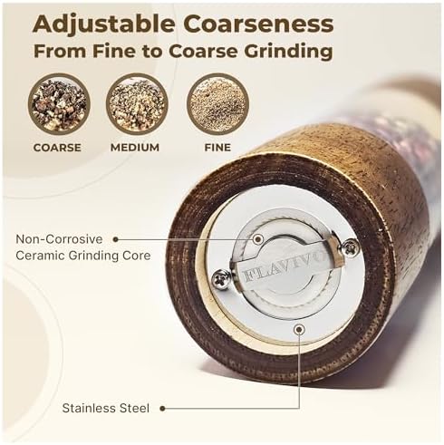 Wooden Salt and Pepper Grinder Set, 8-Inch