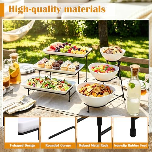 2 Set 3 Tiered Serving Trays & Platters for Serving Parties