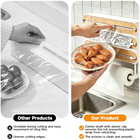 4-in-1 Wrap Dispenser with Cutter – Magnetic Kitchen Organizer