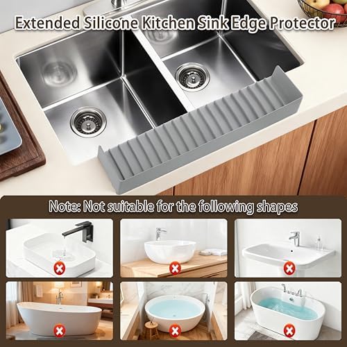 Silicone Sink Edge Protector with Suction Cup 4" x 24",Kitchen Sink