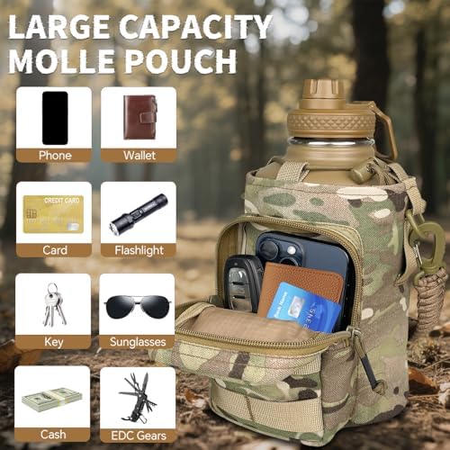 DEFUNX Half Gallon Water Bottle Insulated with Sleeve - Tactical 64 oz