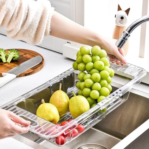 Expandable over Sink Colander Basket for Pasta and Utensils PET
