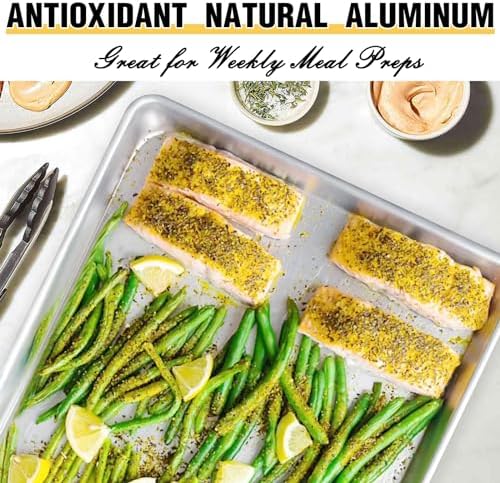 Commercial Quality Baking Sheet Pan Set, Natural Aluminum Cookie