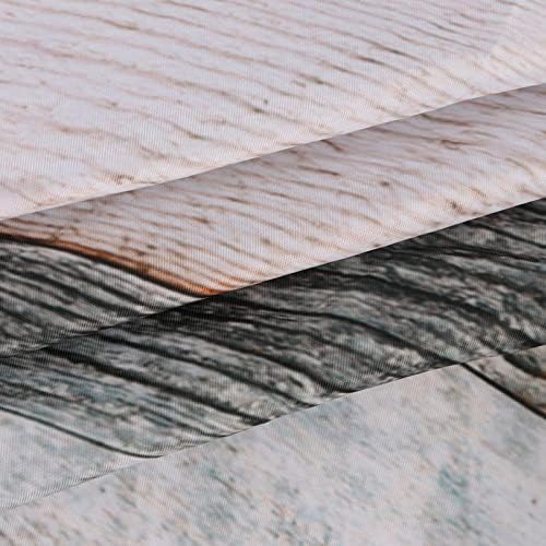 Farmhouse Round Fitted Tablecloth with Elastic Edge Wood Texture