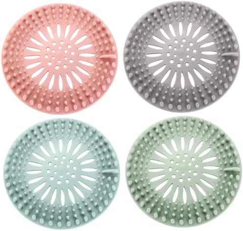 Drain Hair Catcher, 4PCS 5 Inch Round Soft Silicone Anti Clogging