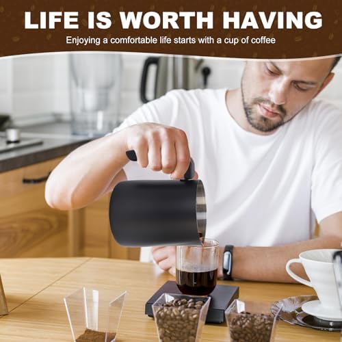 Milk Frothing Pitcher, 32OZ/1000ML Stainless Steel Coffee Frother Cup