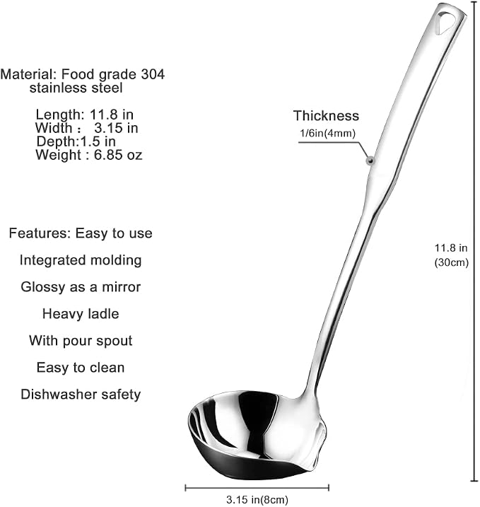 Kitchen Soup Ladle 304 Stainless Steel Punch Metal Luminous Ladell Spoons - Image 6
