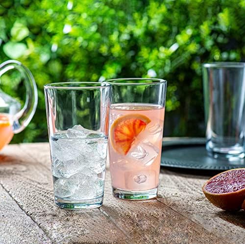 Le'raze 10pc Stackable Drinking Glasses, 16oz Clear Glass Cup