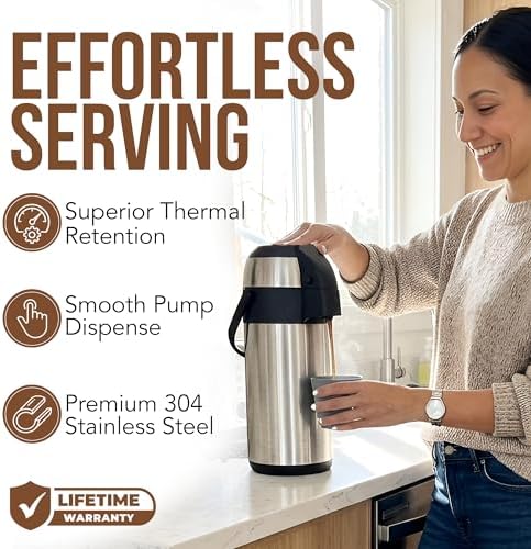 Coffee Carafe Insulated 102 OZ / 3L Stainless Steel Hot Beverage