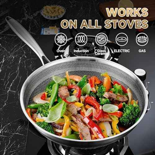 LOLYKITCH 12 Inch Hybrid Nonstick Wok with Lid | Ceramic Coating