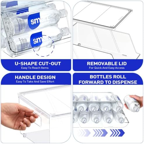 SCAVATA 1 Pack Water Bottle Organizer for Refrigerator, Stackable with