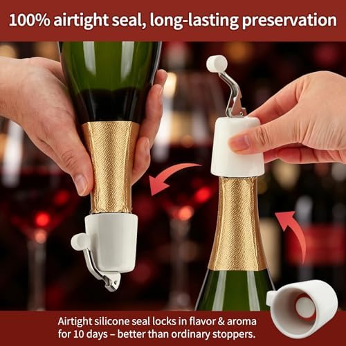 2-Pack Wine Bottle Stoppers, Reusable Airtight & Leak-Proof Sealers